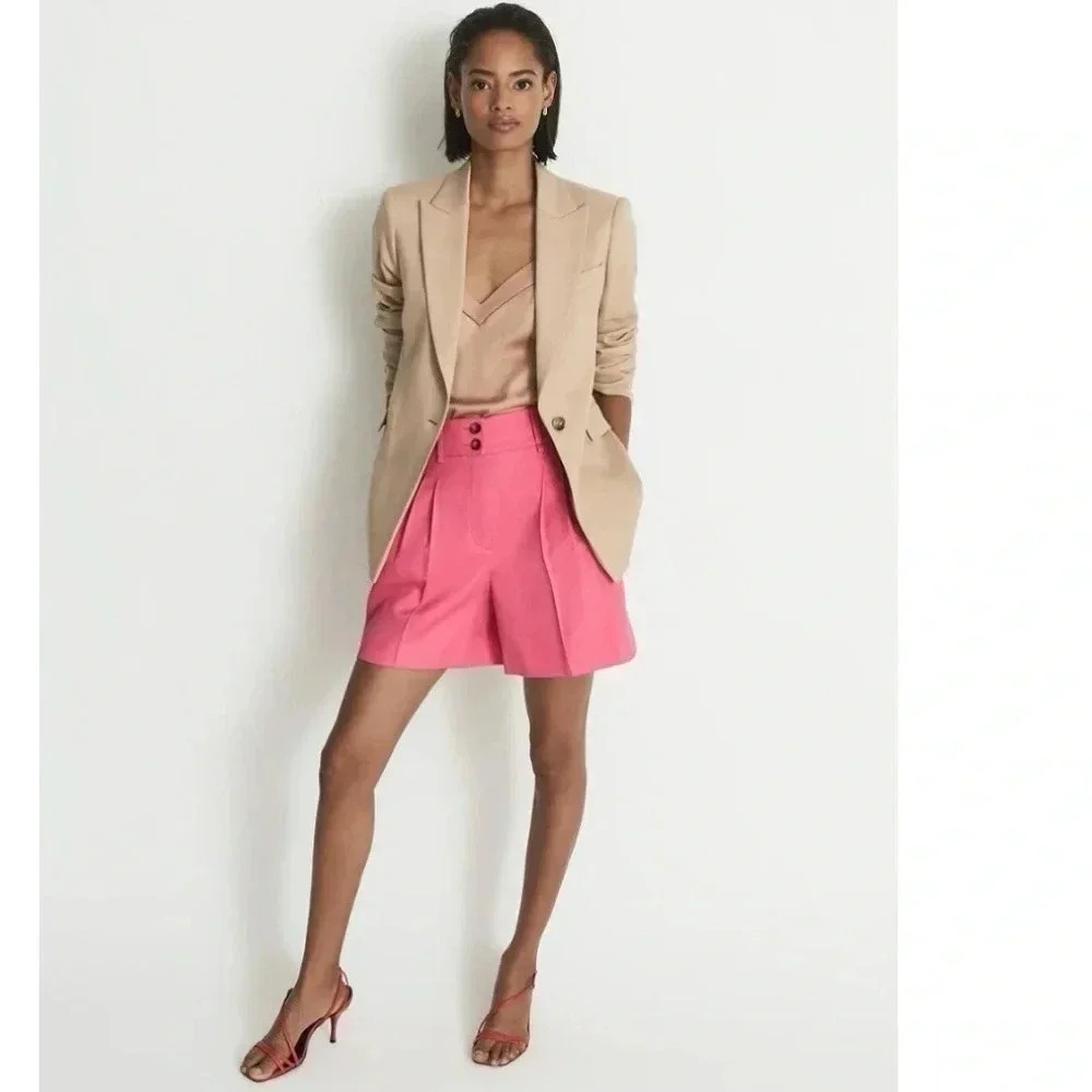 REISS Pembury High Waisted Tailored Short in Pink Size 8